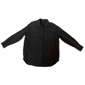 MADEWELL Button-Down Shirt Drapey Moleskin Gray Side-Seam Pockets Size Medium